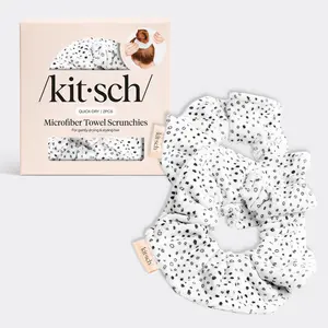 Kitsch Micro Dot Microfiber Quick-Dry Towel Scrunchies 2pc Set