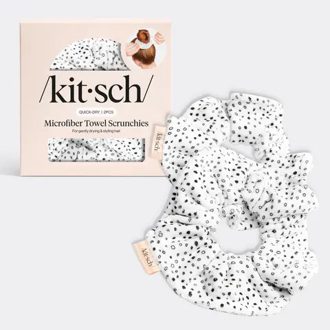 Kitsch Micro Dot Microfiber Quick-Dry Towel Scrunchies 2pc Set