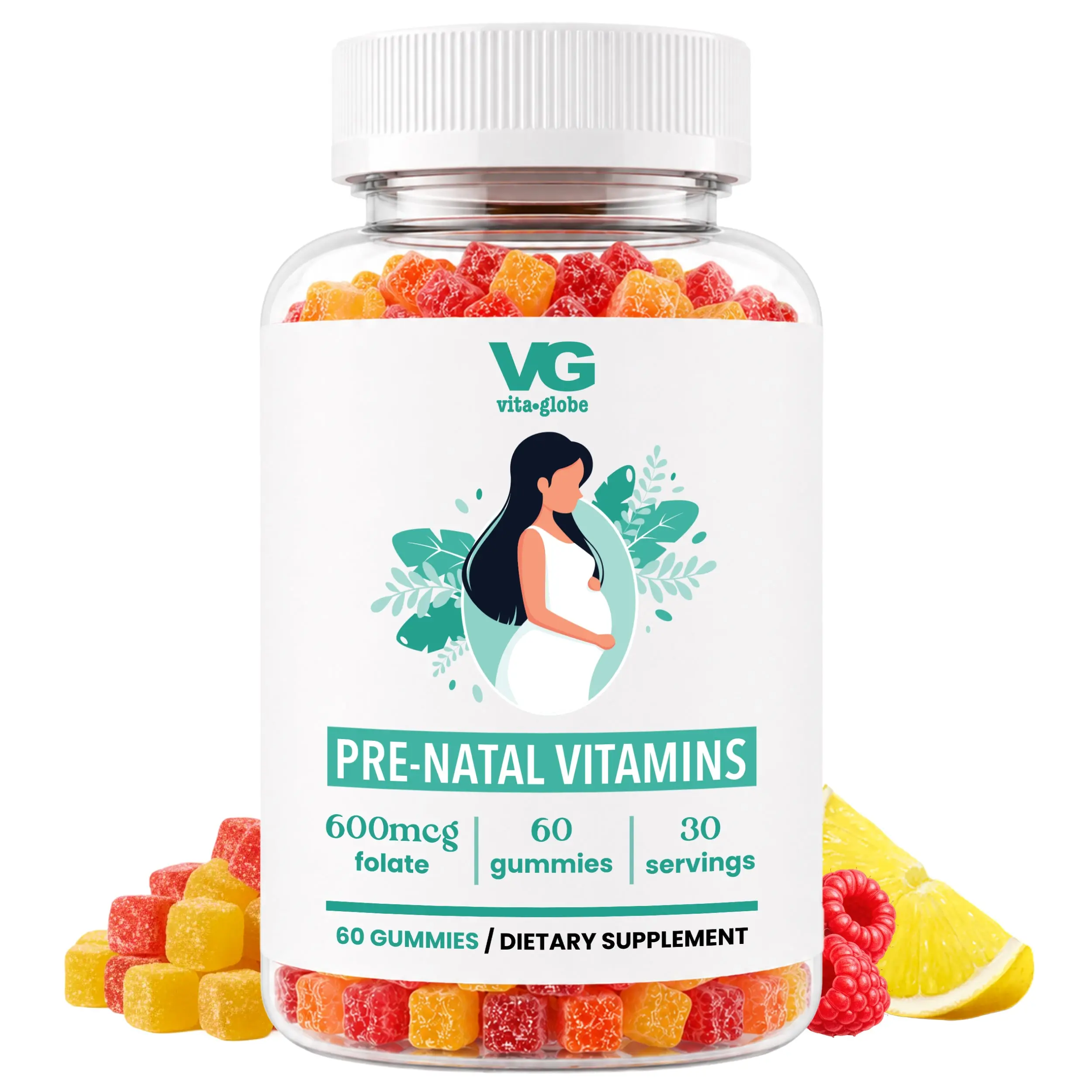 VITA GLOBE Prenatal Fish Oil Gummy Vitamins, Chewable Brain Dietary Supplement for Energy Support
