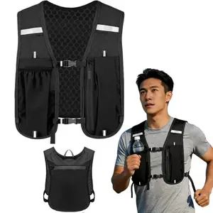 Unisex Lightweight Sports Vest with Adjustable Straps and Zipper Pockets, Breathable Mesh Back, Suitable for Running, Fitness, Hiking, Adjustable Training Vest