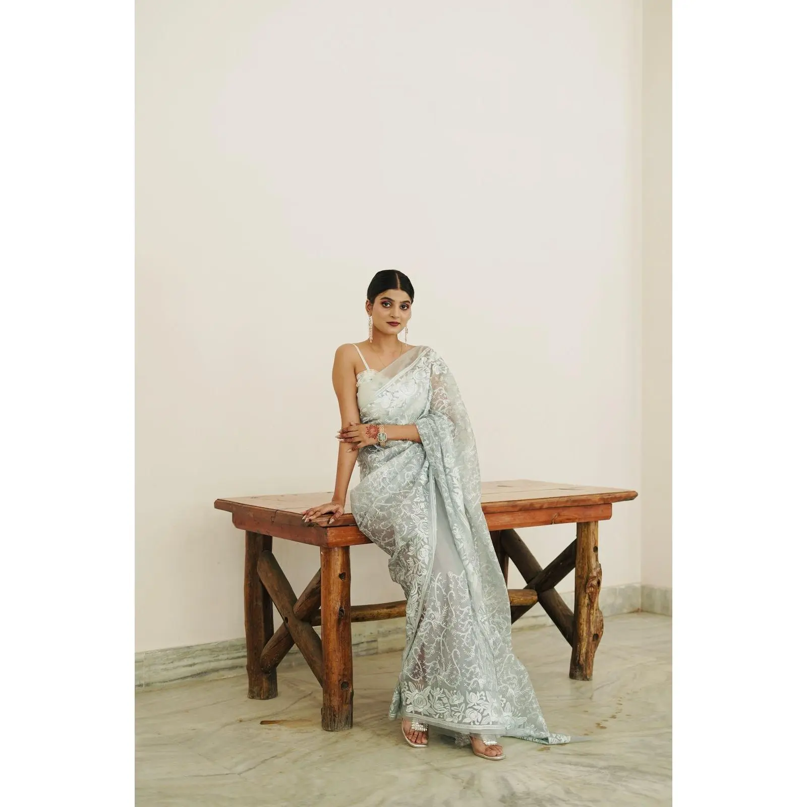 Banarasi  Kora Organza Saree with embroidery