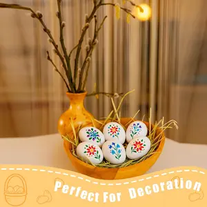 Wooden Fake Eggs for Nesting Boxes, 9 PCS White Easter Eggs for Craft Pretend Play Kitchen Accessories for Toddler Kids