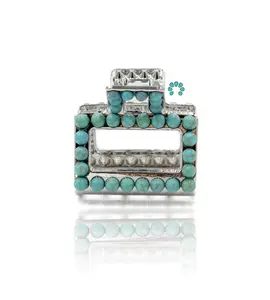 Mini Faux Turquoise Claw Clip - Silver