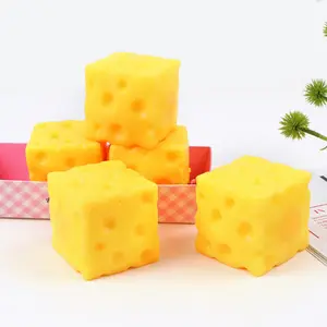 Cheese Squeeze Toy for Stress Relief Fidget Novelty Toy and Gift Food Theme Cheese Cubes Squishy Toys,Stress Balls for Adults