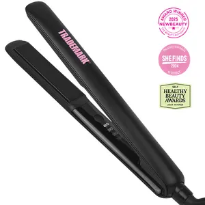Trademark Cosmic Flat Iron with 1 inch Tourmaline Ceramic Plates Hair Straightener Hair Styling Tool Creates Waves and Curls, Black