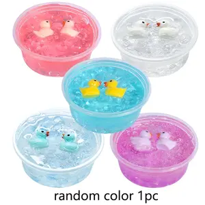 New 60ML DIY Duck Crystal Slime Flat Ball Mud Stress Relief Toy Transparent Mud, Fun and Relaxing Sensory Play, Perfect Gift for Kids