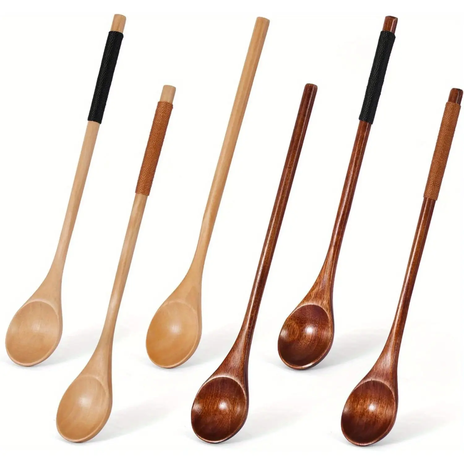 6 Pcs Wooden Spoons for Cooking, Wood Mixing Stirring Seasoning Spoons for Baking, High-Quality, Durable & Smooth Finish, Kitchen Stirring Spoon