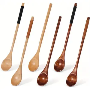 6 Pcs Wooden Spoons for Cooking, Wood Mixing Stirring Seasoning Spoons for Baking, High-Quality, Durable & Smooth Finish, Kitchen Stirring Spoon