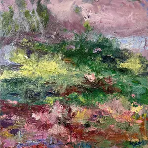 Spring 4.2025: Original Abstract Artwork, Oil Painting on Canvas 24x24 Inches,  Mini Series, Compact Impactful Art for Wall Display or Collection Nature in your room.