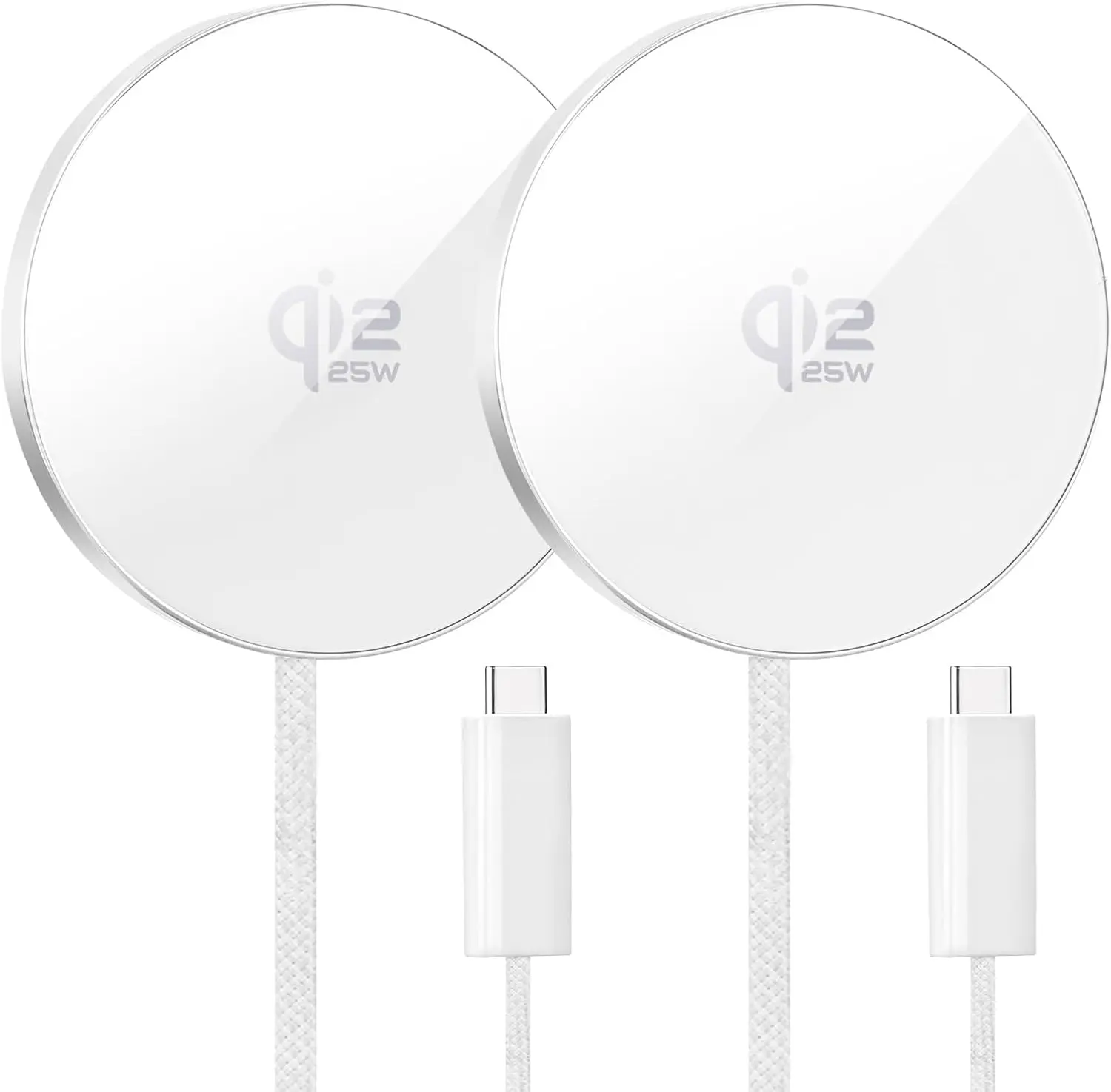 【Buy 1 Get 1 Free】25W Qi2 Magnetic Wireless Charger 2-Pack for Magsafe, iPhone 17/16/15/14/13/12 Pro Max, AirPods 4-2 Pro, Android Smartphone/Cellphone (Samsung Galaxy, Google Pixel), Lightweight Electronic Charger for Travel, Home Office Desk Protection