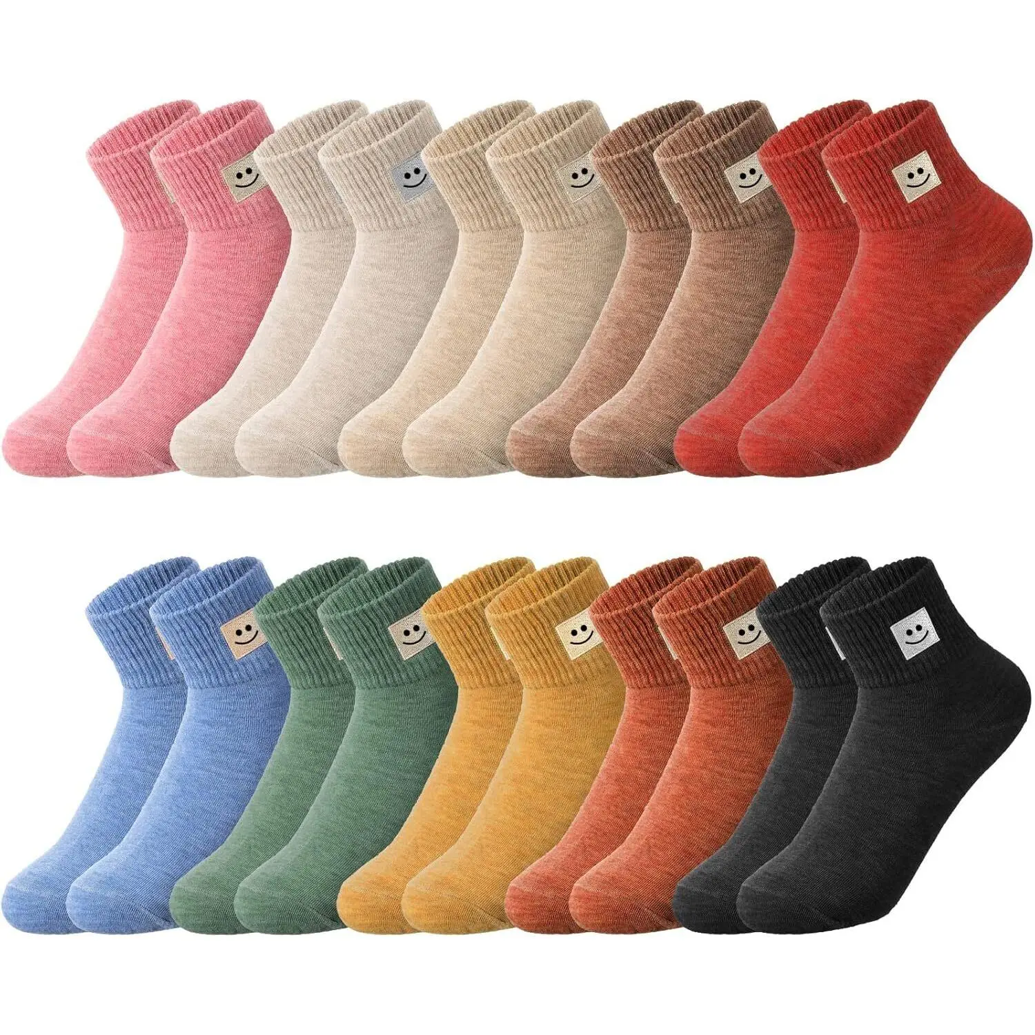 10 Pairs Socks Womens Crew Elastic Ankle Length Cotton Socks Aesthetic Cute Lightweight Low Cut Gifts for Women Womenswear Comfort