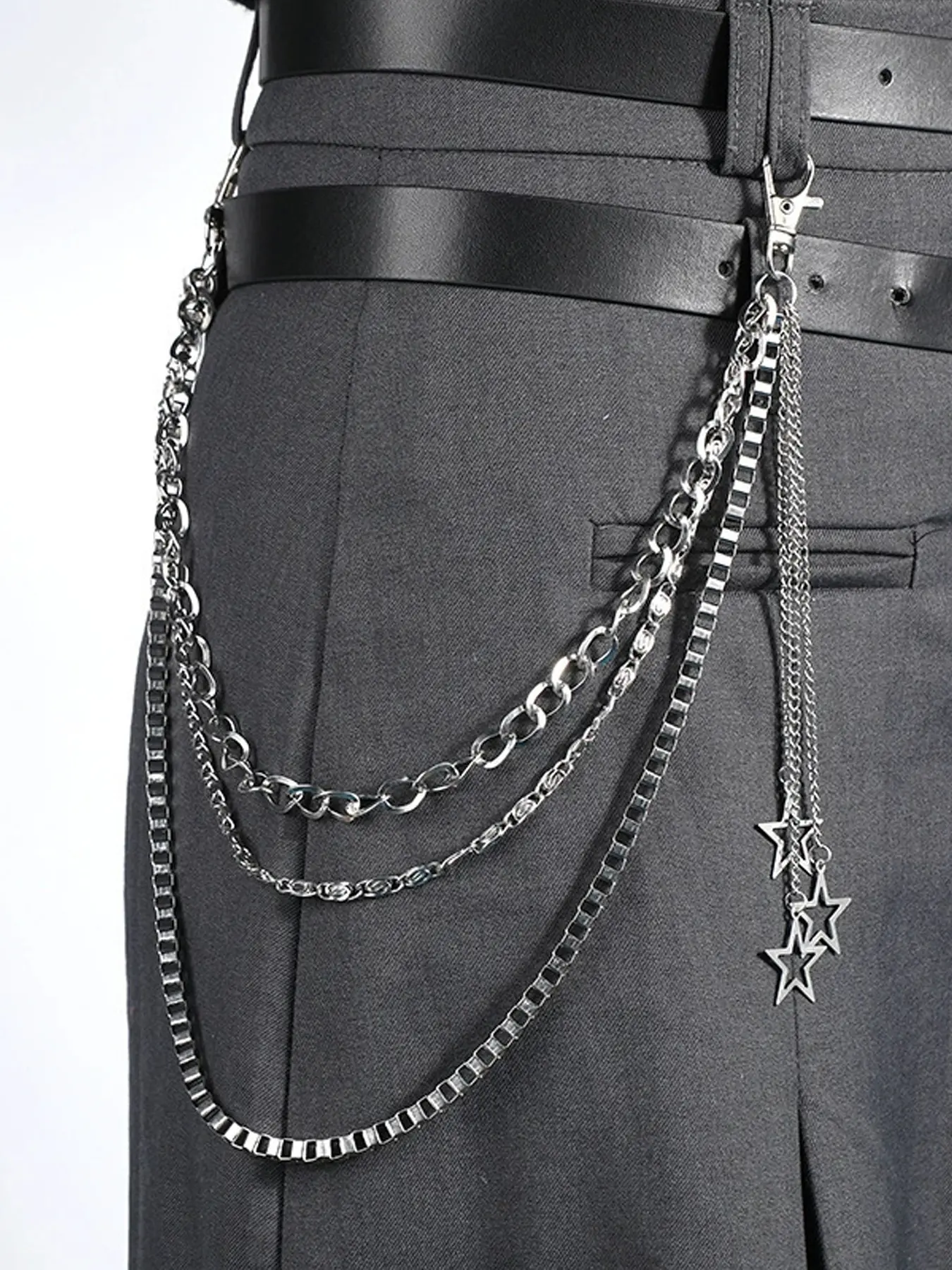 Silver Y2K Star Jean Chains for Women Pants Chain for Men Dainty Trendy Pocket Chain for Pants Silver Biker Jean Chains Punk Hip Jewelry Party Music Festival Y2K Cosplay Accessories Body Jewelry Accessory