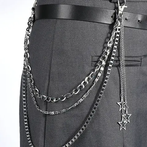 Silver Y2K Star Jean Chains for Women Pants Chain for Men Dainty Trendy Pocket Chain for Pants Silver Biker Jean Chains Punk Hip Jewelry Party Music Festival Y2K Cosplay Accessories Body Jewelry Accessory