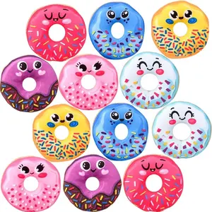 Mini Smile Face Plush Donuts For Kids, Set of 12, Soft Stuffed Donut Toys in Assorted Colors, Cute Donut Party Supplies, Donut Party Decorations, Snack Party Favors, Easter Basket Filler
