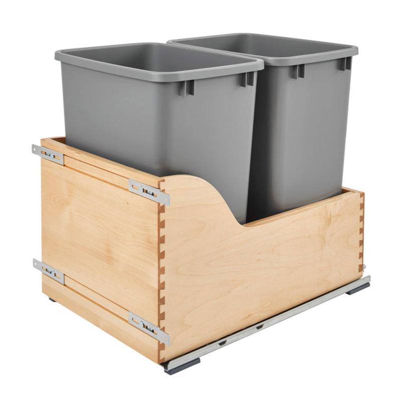 Rev-A-Shelf Double Pull Out Trash Can for Inset Cabinets 35 Qt, 4WCSC-1835DMND-2