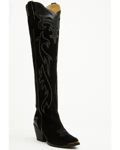 Cordero Suede Tall Western Boots - Round Toe