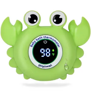 Baby Bath Thermometer with LED Display, Floating Crab Toy – 2-in-1 Water Safety Sensor for Infants, Color-Coded Alerts (Hot/Cold), Bath Tub Temperature Monitor, Cute Floating Bath Toy, Nursery