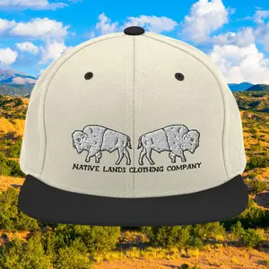 Bison Snapback Hat Embroidered Native American