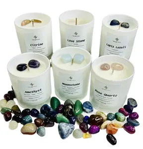 Handmade Aromatherapy Candle with natural Crystal/ Soy Wax Candle: Essential Oils, Aromatherapy, Non-Toxic Burn/ Intention Candle/ Stress Relief/ Manifestation/ Relaxing