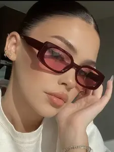 Fashion Vintage Small Frame Rectangular Glasses, High-Quality Elegant Unisex, Simple Versatile Daily Casual Wear Decorative Eyewear