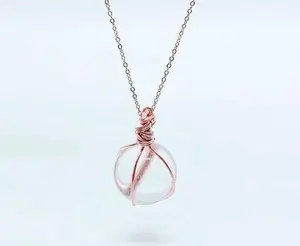 Clear Quartz Sphere Necklace: April Birthstone, Crown Chakra Healing