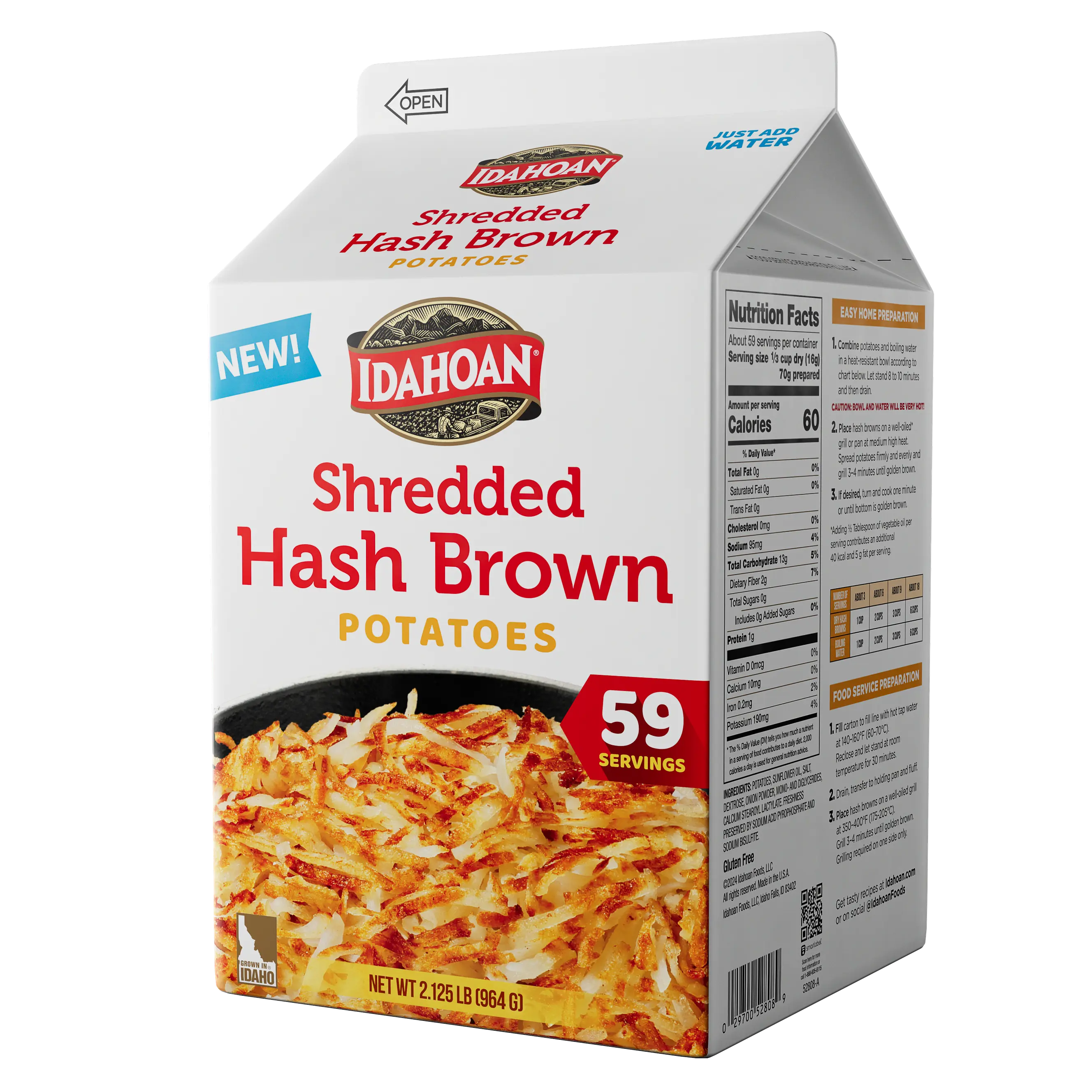 Idahoan SHREDS Fresh Cut Hash Browns, 2.125 lb