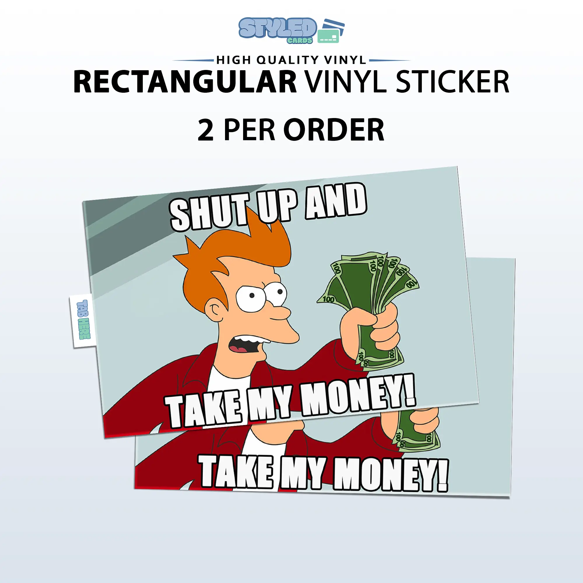 philip from futurama rectangular vinyl sticker
