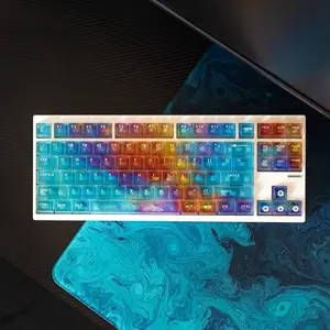 Candy Color Matte Gradient Transparent Keycap Set, 119 Keys for Custom Mechanical Gaming Keyboard, Compatible with 60/68/84/98/108 Layouts, Gaming Keyboard Accessories