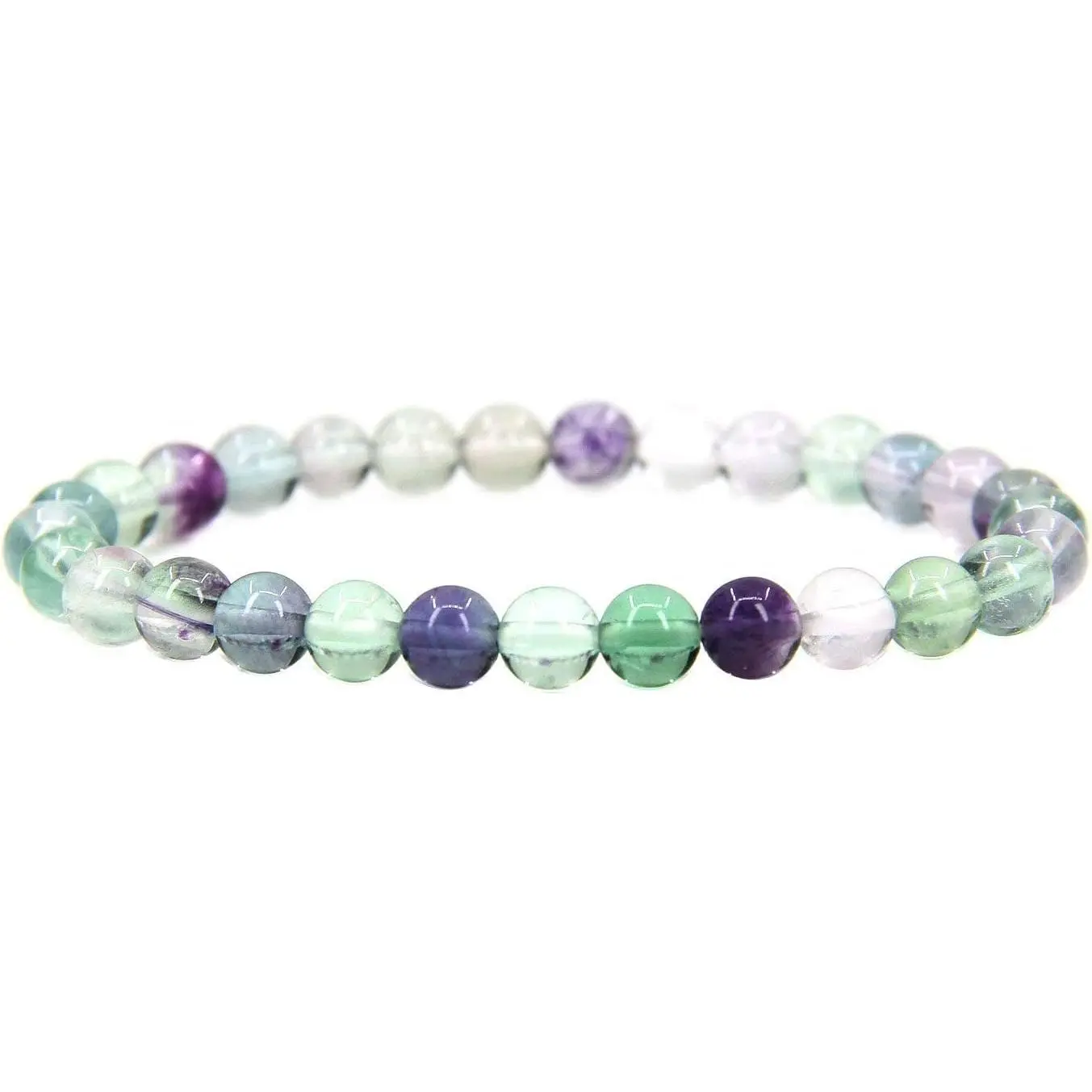 Natural AAA Grade Clear Fluorite Gemstone 6mm Round Beads Stretch Bracelet 7" Unisex