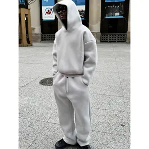 [Men's Solid Hoodie Tracksuit] 2pcs Men's Tracksuit Set - Long Sleeve Solid Color Hoodie + Pants Set Sweatsuit Streetwear