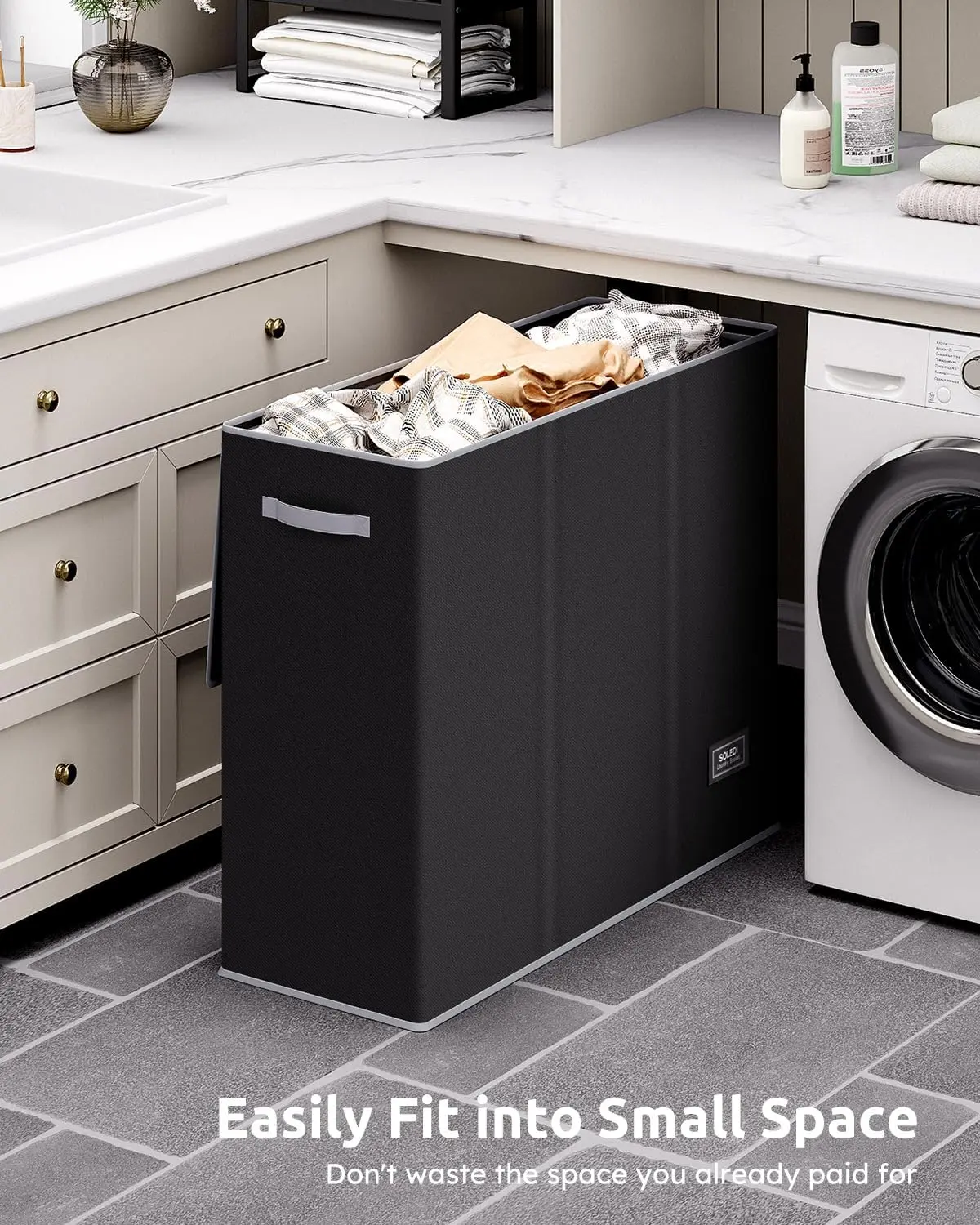 SOLEDI 180L Laundry Hamper 3 Section, Extra Large Laundry Hamper with Lid, Dirty Clothes Hamper with Sturdy Handle, Large Laundry Basket Organizer for Laundry Room, Bedroom, Hampers for Laundry