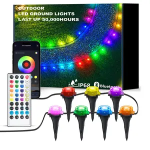 50-300 FT RGB Ground Lights, Garden Lights with Smart APP/Remote Control, Outdoor IP68 Waterproof, Music Sync, Timer Function, RGB Color Changing, for Garden&Patio&Yard&Lawn&Walkway&Driveway&Outdoor