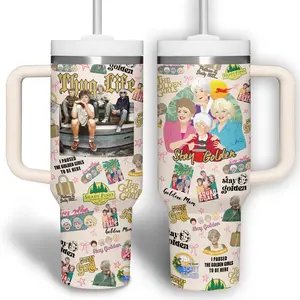 Vintage Retro Golden Girls 40oz Tumbler, Friends Tumbler With Handle, Stay Golden Tumbler, Gift For TV Show Fan