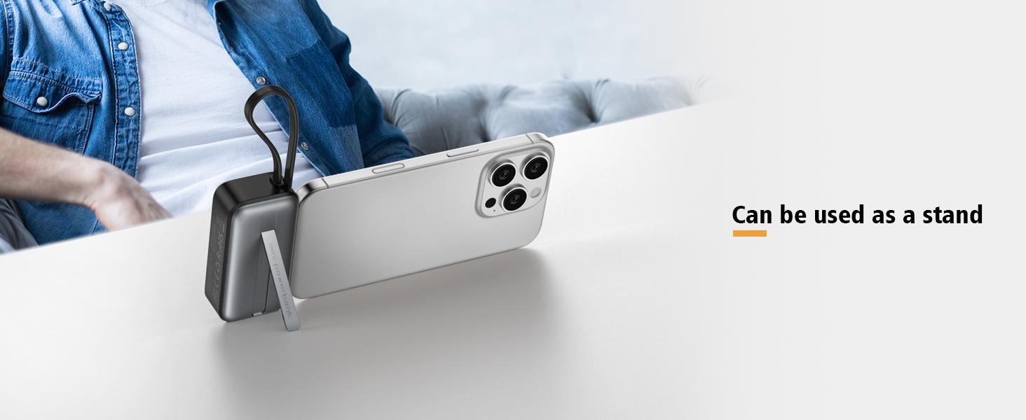 5000mAh Chargeable Portable Power Bank for Smartphones, 10W Fast Charging, Type-C & Multiple Ports, Lightweight Built-In Cable Accessory for Other Mobile Devices