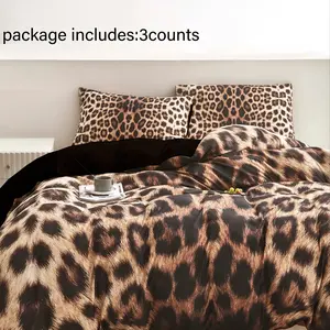 Digital Print Sheet Set Includes One Fitted Sheet and Two Pillowcases, Unique Leopard Design, Comfortable Bedding for All Seasons, Bed Sheets Set