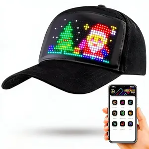 Color-Changing LED Flexible Display Cap, APP Controlled, Customizable Text Patterns Animations, Trendy Light-Up Hat