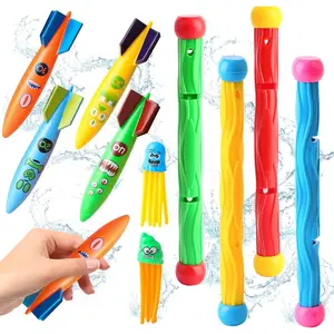 X-TBT103 Dive Rings Pool Toys Adults, 10 Pcs Diving Pool Toy for Kids Ages 4-8, Shark Torpedo Dive Set, Octopus Toddler Water Fun Toys, Summer Essentials Underwater Swimming Throwing Gifts for Boys & Girls