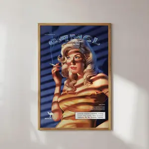 [Sale Up To 50%] Camel Cigarette Ad - Pleasure to Burn - Bar Cart Print - Retro Advertisement Poster Decor Glossy
