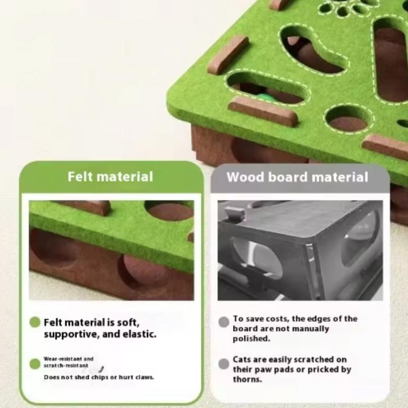 Pet Cat Puzzle Maze Holes Toys Felt Box With Bell Ball Kitten Playing Toys Interactive Funny  Cat Supplies