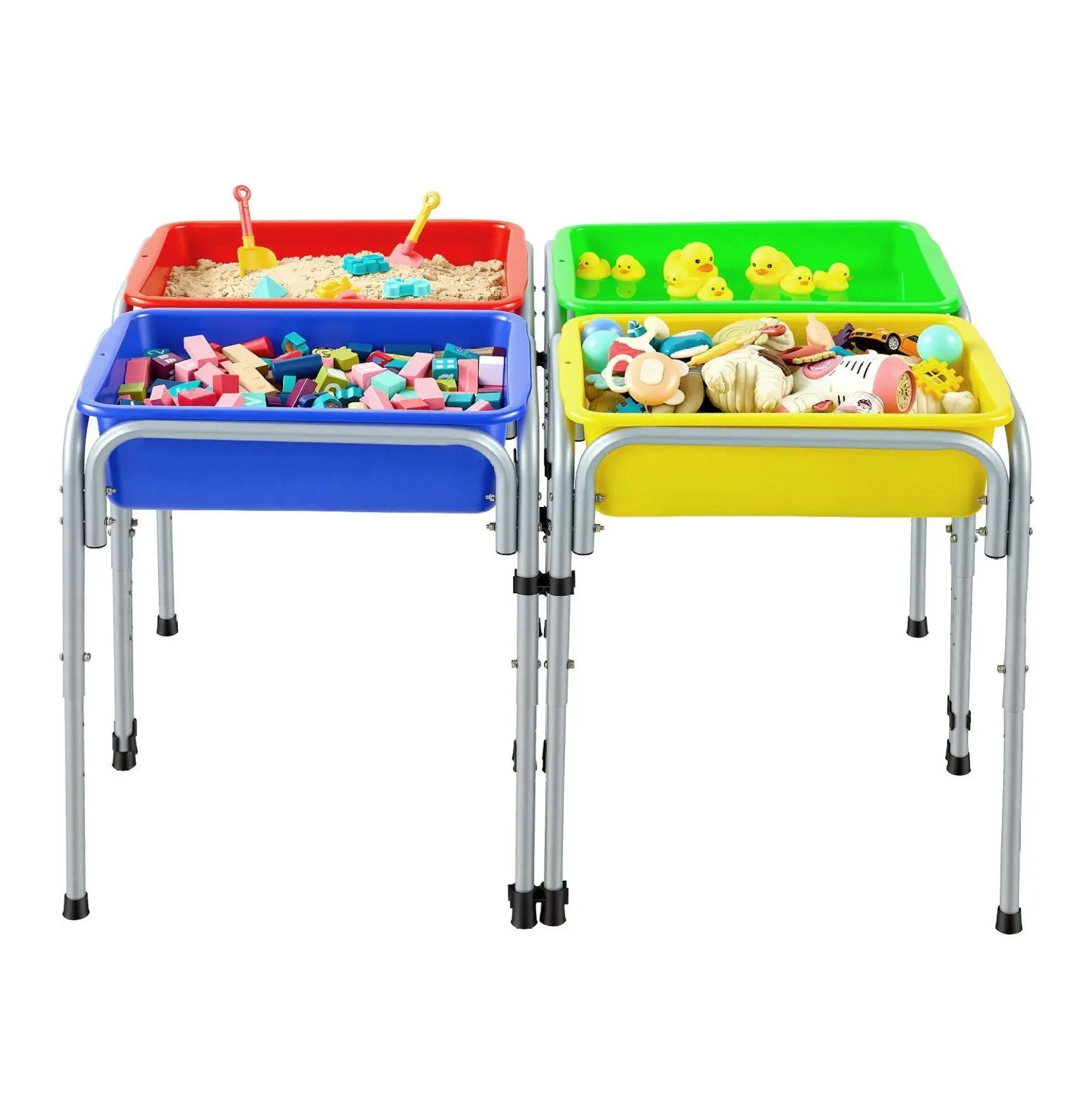 Sensory Table for Toddlers, 4-Station Water & Sand Play Table - Adjustable Height, Detachable Bins, Carbon Steel Frame, Non-Slip, for Preschool & Home Default