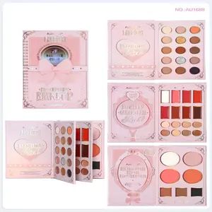 New three-page 38-color eyeshadow palette makeup book with matte and shimmer blush, concealer, and lipstick all-in-one makeup. New multi-color hot-selling women's makeup eyeshadow foundation makeup palette