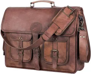 Leather Briefcase Laptop Bag 16-Inch – Handmade Messenger Satchel for Men & Women