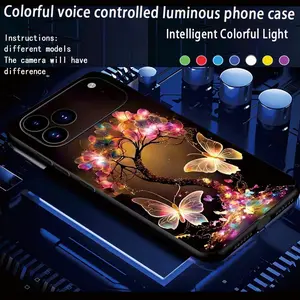 Colorful voice controlled luminous phone case, Cover compatible for iphone17Air/17Pro/17promax/16promax/15promax/14promax/13promax/12promax/11promax/XSmax, Lights