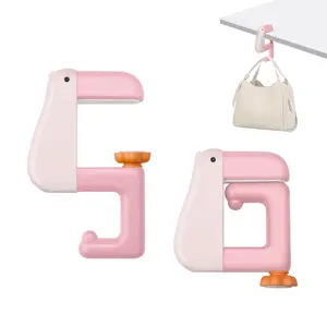 Cute Duck-Shaped Table Bag Hook, Foldable Compact Desk Wallet Stand with Adjustable Arm Clip, Multi-Functional Non-Slip Table Bag Hook