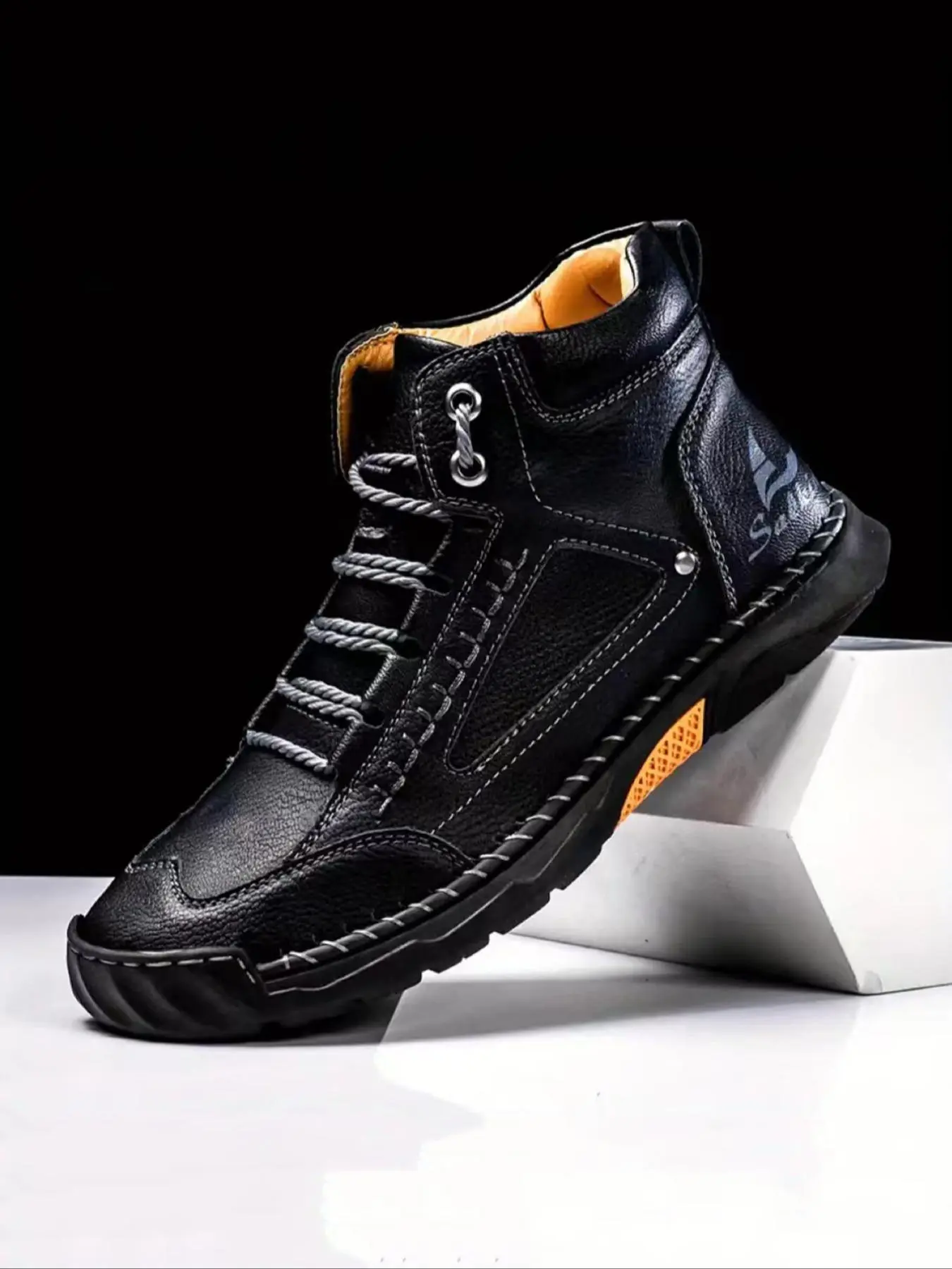 Men's Fashionable Lace Up Mid Top Sneakers, Fashion Walking