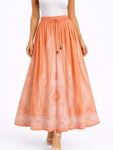 Boho Maxi Skirt Coral  | Falda Larga Verano con Cintura Elástica