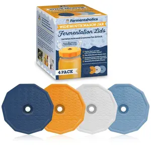 Plastic Wide Mouth Mason Jar Fermentation Lids - 4 Pack