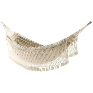 Vivere Authentic Brazilian Cotton Hammock, Outdoor Hanging Daybed, Honey Island