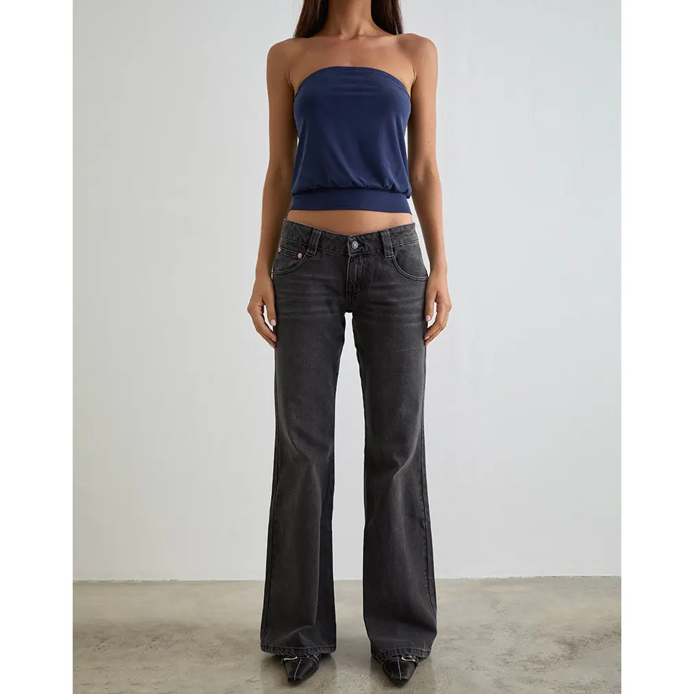 Bell Bottom Low Rise Flare Jeans in Vintage Black