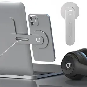Magnetic Laptop Phone Holder Computer Monitor Side Cell Phone Slim& Foldable For All Phone secure hold clamp clip hook
